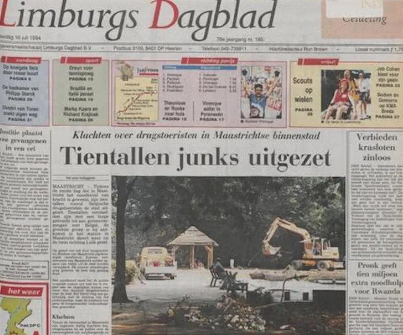 Het junkenpark is weg, de drugs niet