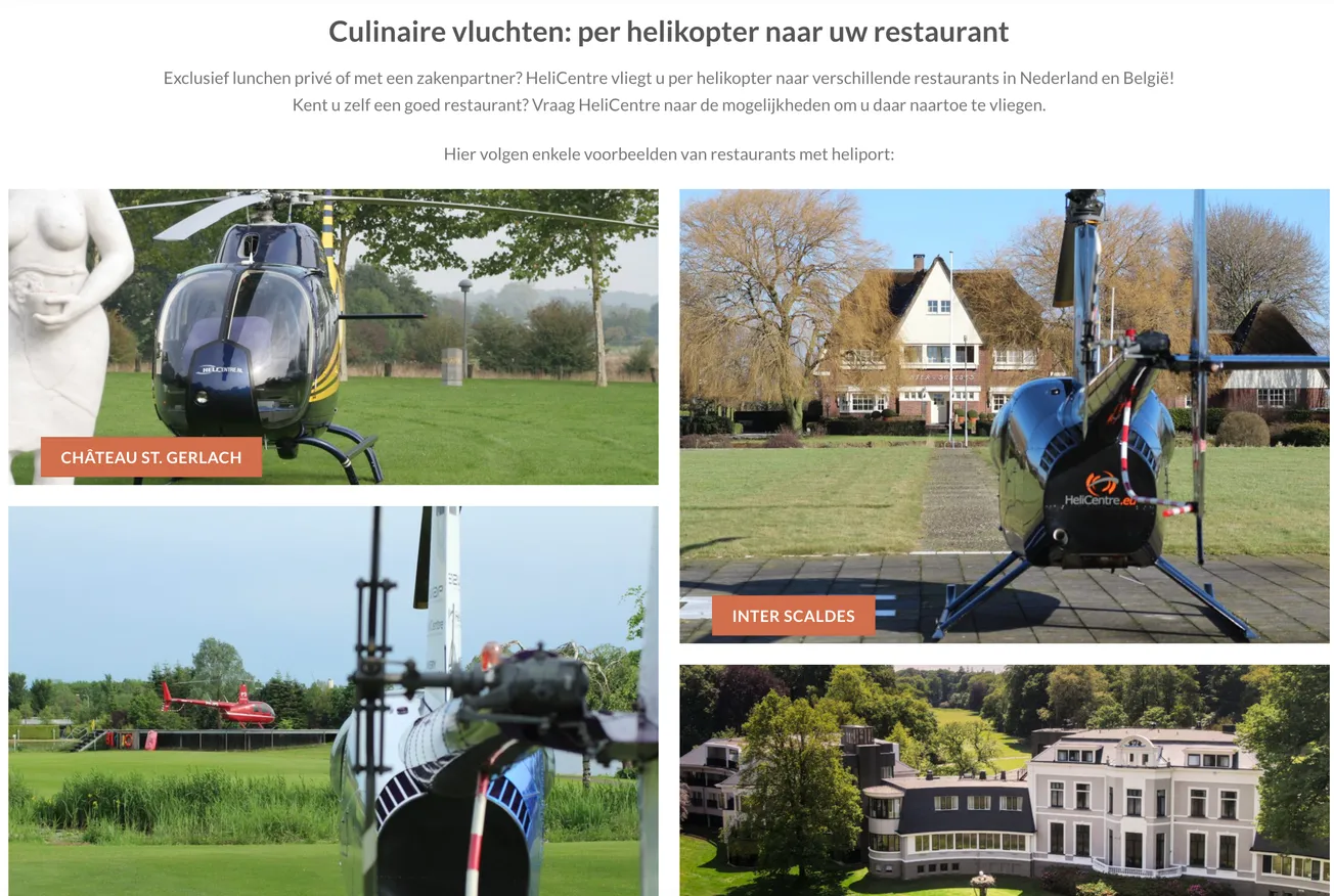 Met de helikopter lunchen bij Oostwegel